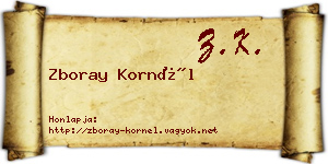 Zboray Kornél névjegykártya
